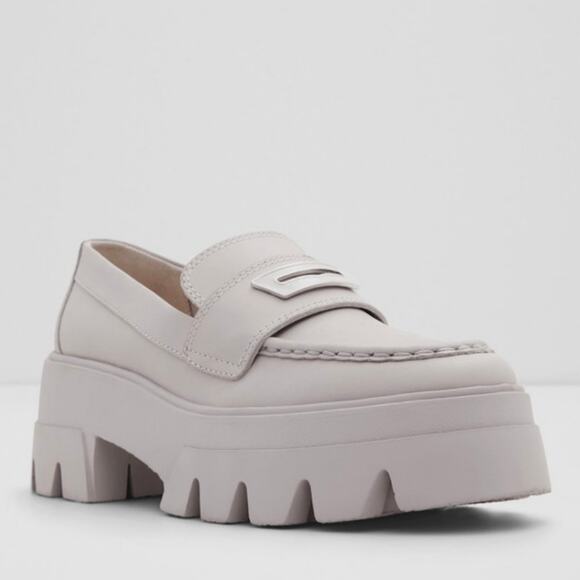 Aldo Grandwalk Leather Loafer Lilac Women's 6 Lug Sole Chunky Statement Shoe - Picture 2 of 8